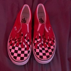 checkered red drip vans